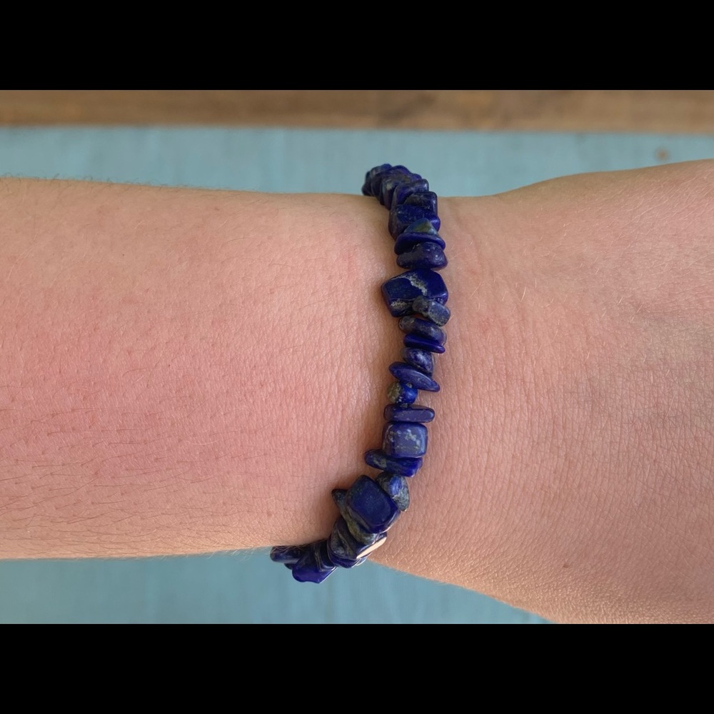 Lapis lazuli bracelet and earring set. Handmade